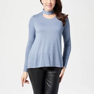 Lisa Rinna Collection Banded Neck Long Sleeve Top